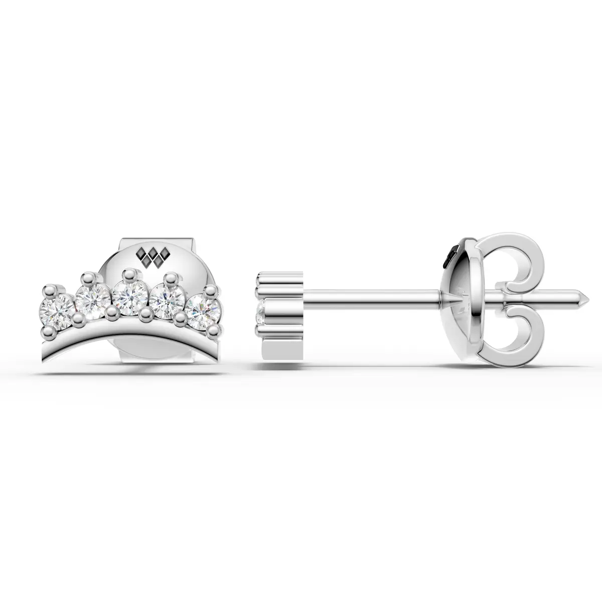 Curved Crown Diamond Stud Earrings